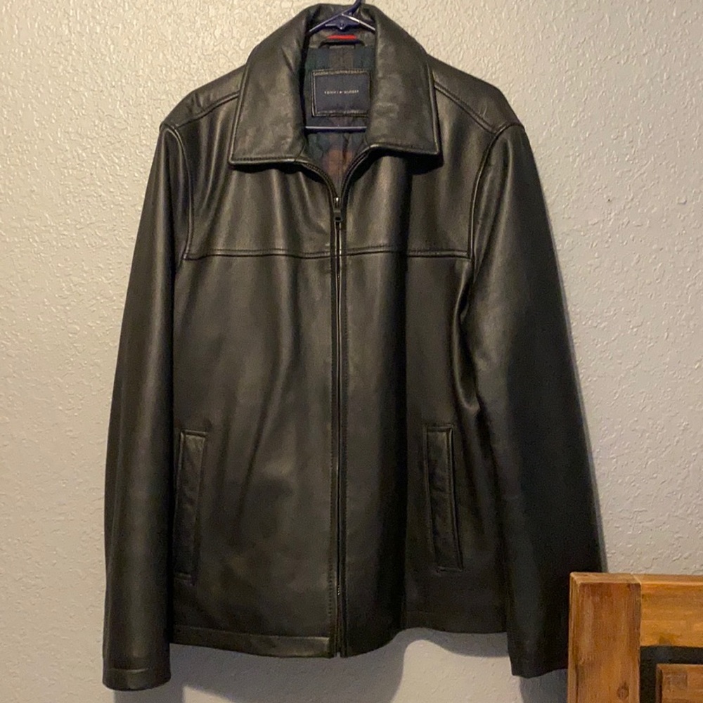 New without tags Black Leather Tommy Hilfiger XL coat